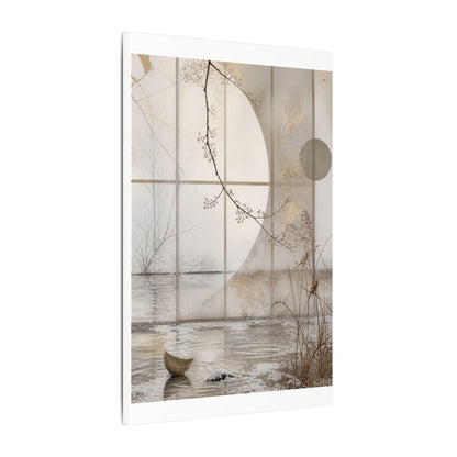 Winter Shoji Screen Japanese Pattern Canvas Art | Elegant Decor