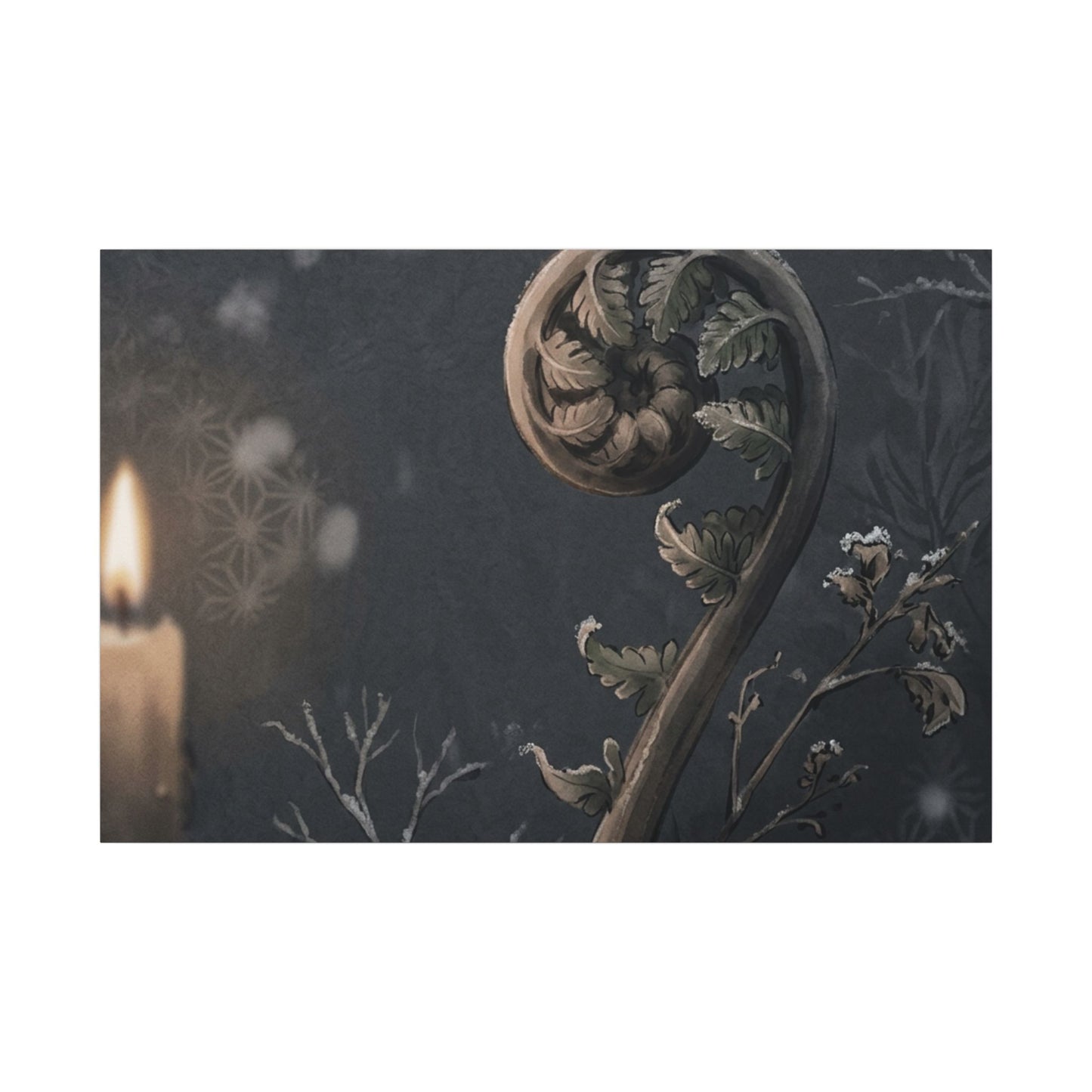 Candlelight Fern Unfurling Canvas Art - Japandi Ma