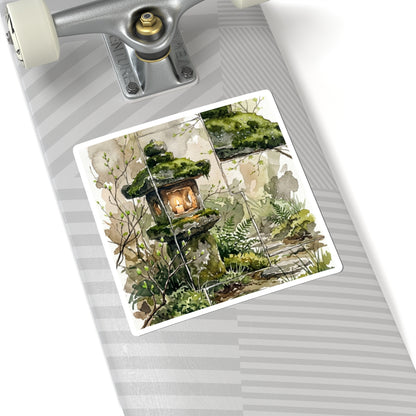 Stone Lantern Sticker | Spring Japandi Watercolor Art