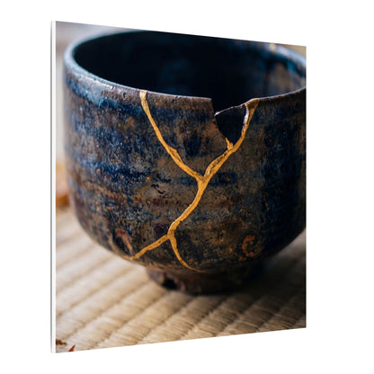 Tea Ceremony Autumn Canvas Art | Kintsugi Healing Design