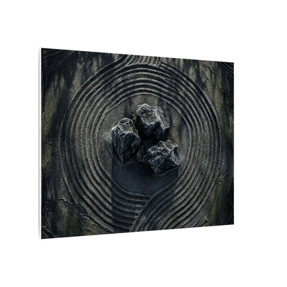 Moody Rock Garden Canvas Art - Dark Texture Dark Japandi