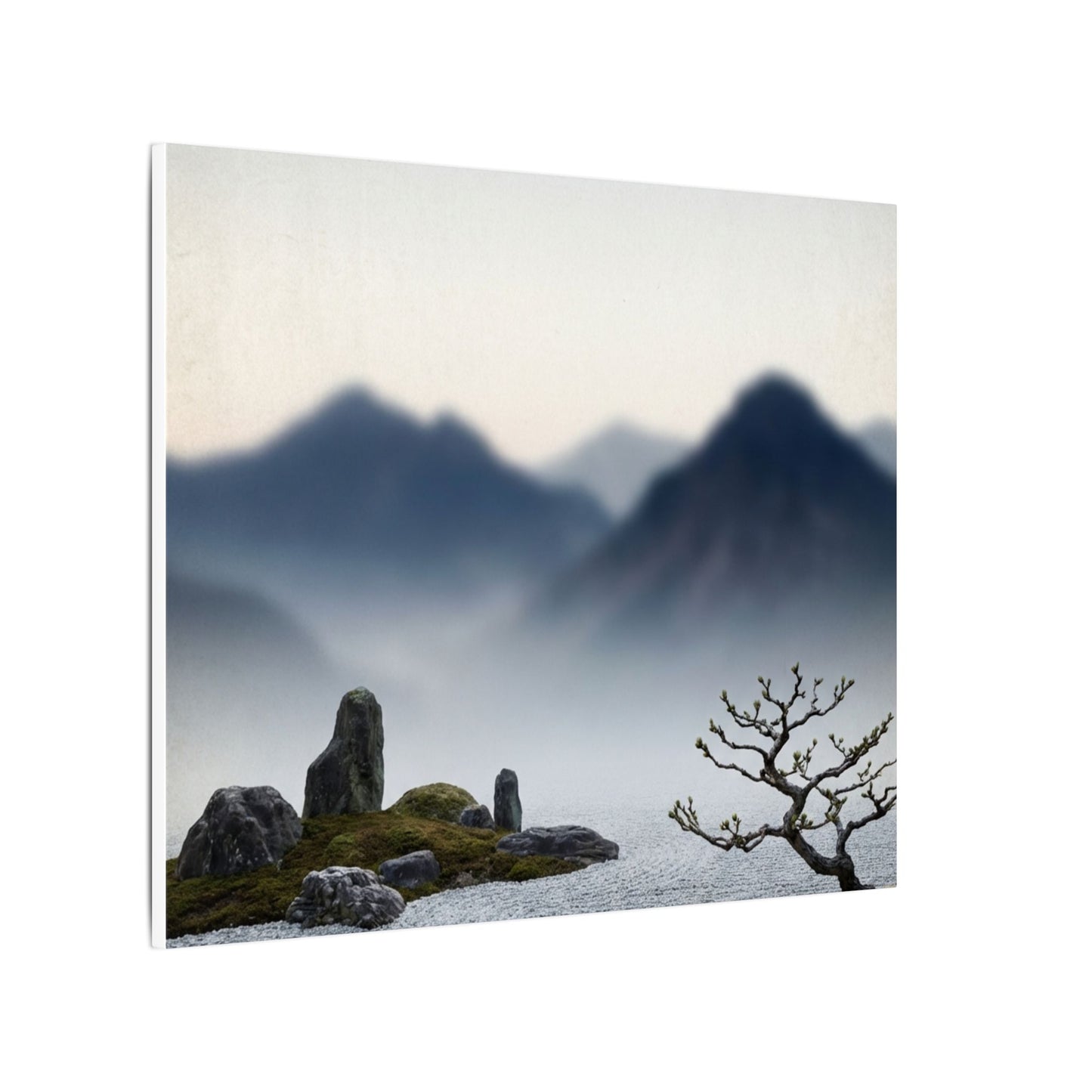Mountain Mist Karesansui Canvas Art | Contemplative Zen Art