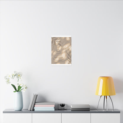 River Stones Minimal Line Canvas Art | Earthy Japandi Art