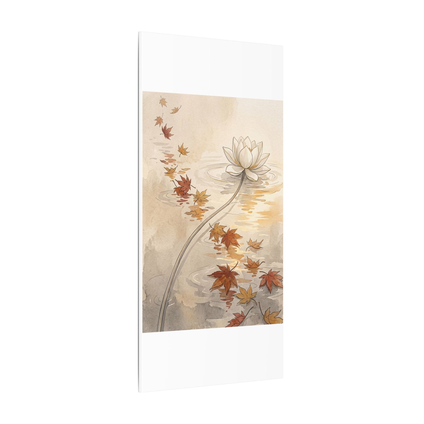 Lotus Flower Canvas Art | Autumn Japandi Minimal Line Art