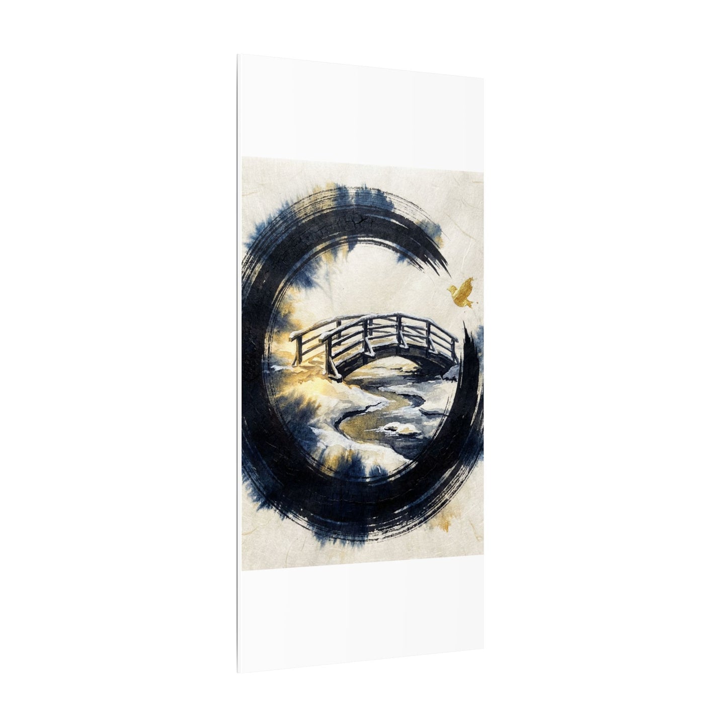 Autumn Ink Brushstroke Karesansui Canvas Art | Peaceful Decor