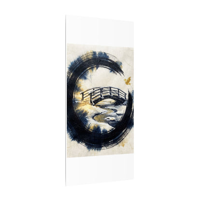 Winter Wooden Bridge Enso Canvas Art | Serene Decor