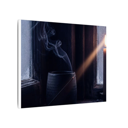 Incense Smoke Winter Canvas Art | Dark Japandi Sophisticated Design