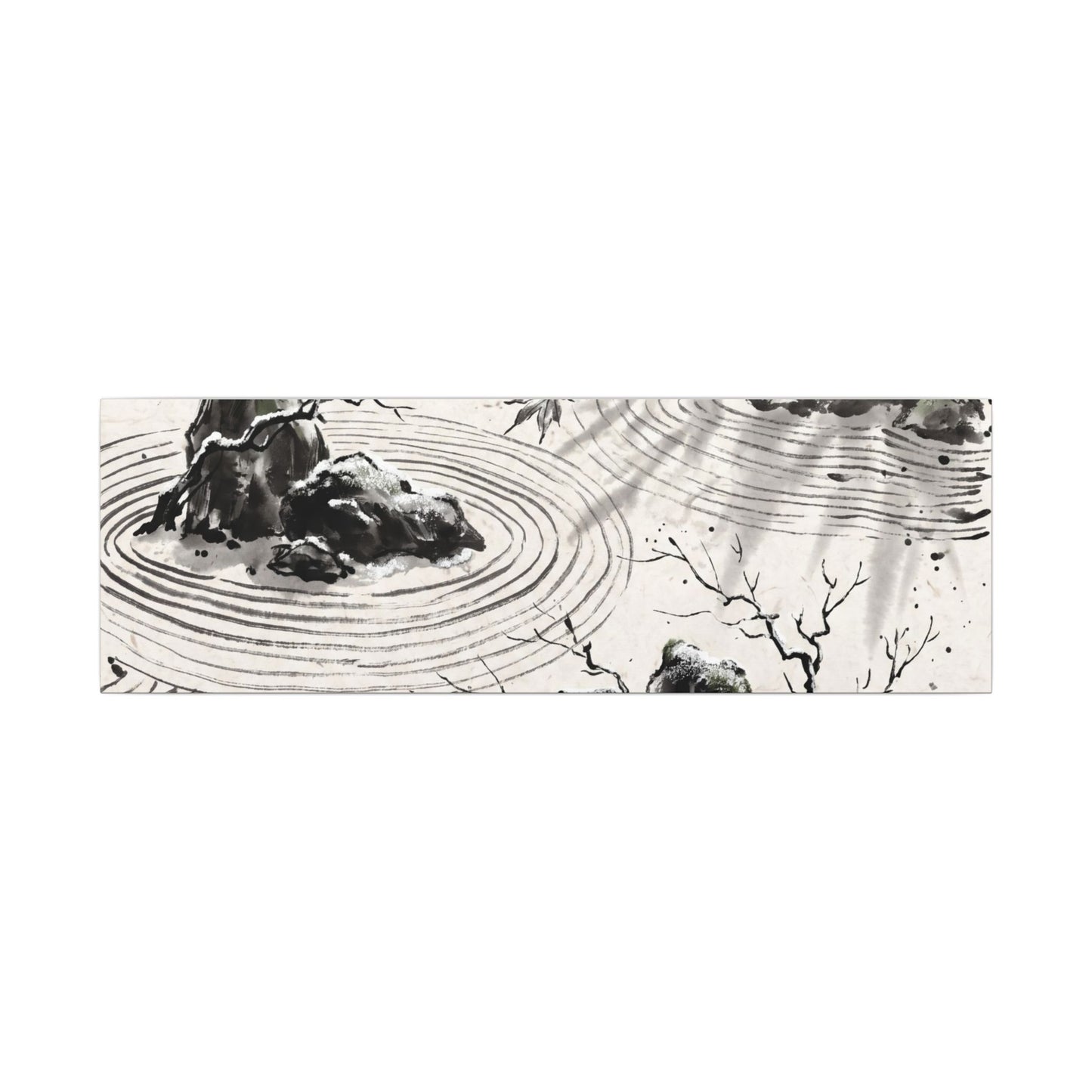 Rock Garden Canvas Art | Winter Zen Sumi E Art