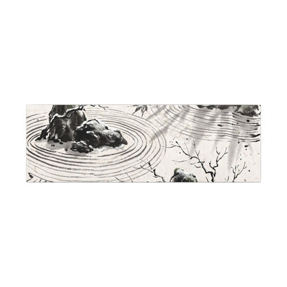 Rock Garden Canvas Art | Winter Zen Sumi E Art