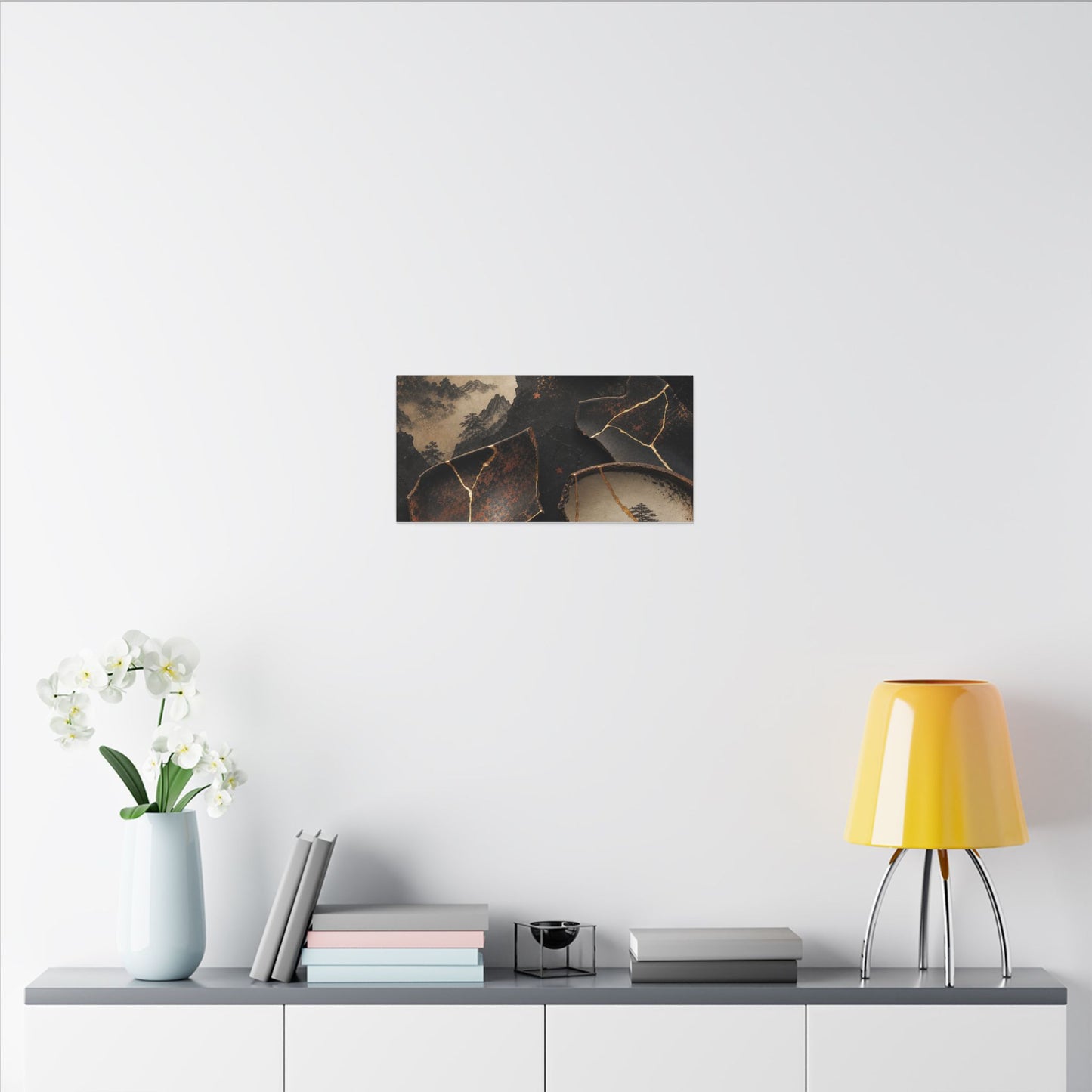Broken Pottery Gold Vein Canvas Art | Philosophical Kintsugi Art
