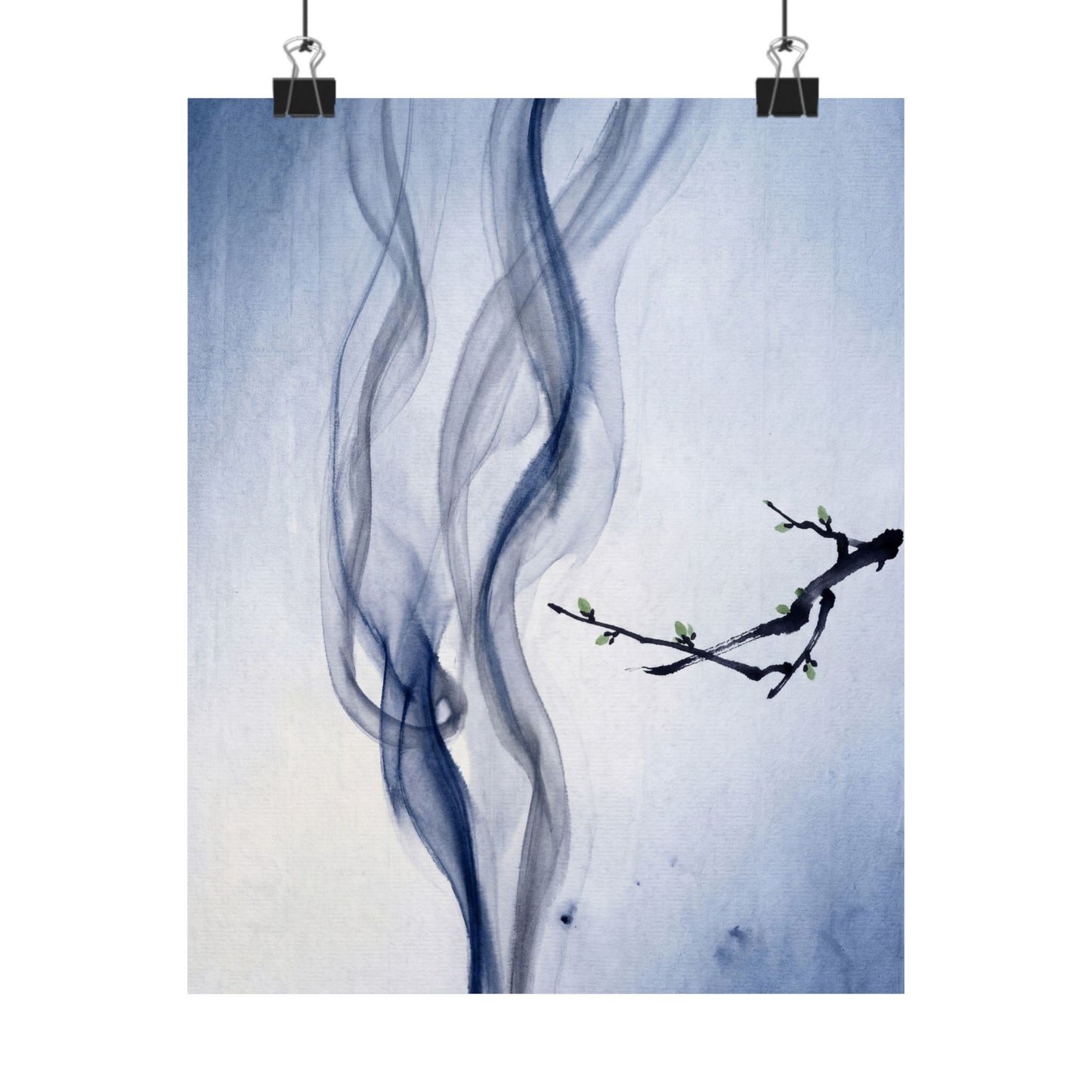 Datsuzoku Incense Smoke Wall Art Print - Zen Sumi E Art Print