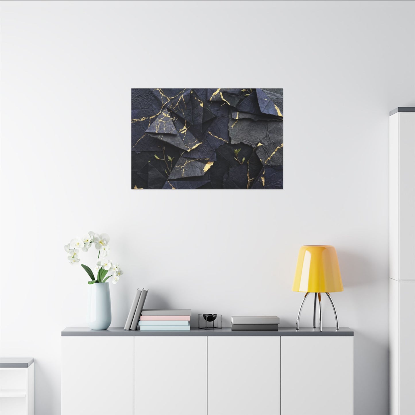 Beautiful Paper Fold Canvas Art - Crackle Gold Kintsugi