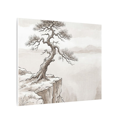 Neutral Pine Tree Canvas Art - Minimal Line Japandi