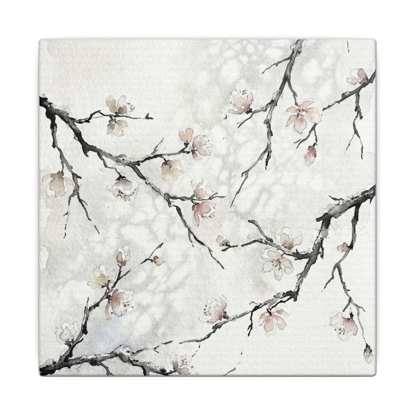Cherry Blossom Canvas Art | Winter Japandi Watercolor Art