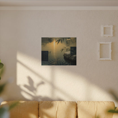 Zen Water Ripple in Golden Hour | Ukiyo E Inspired Canvas Art