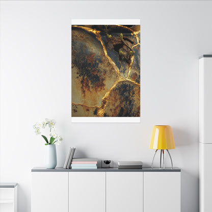 Datsuzoku Rust Patina Canvas Art - Kintsugi Crackle Gold