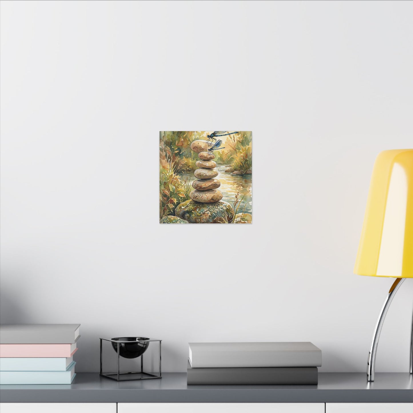 River Stones Summer Canvas Art | Japandi Cozy Design