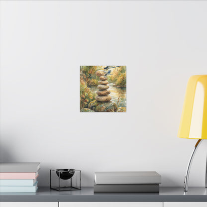 River Stones Summer Canvas Art | Japandi Cozy Design