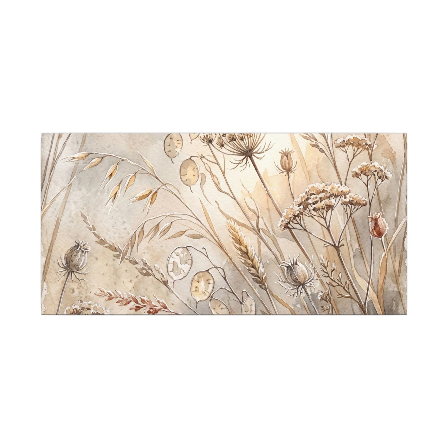 Winter Dried Flowers Watercolor Canvas Art | Warm Decor