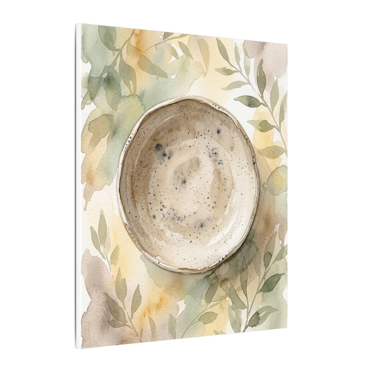 Ceramic Bowl Watercolor Canvas Art | Warm Japandi Art