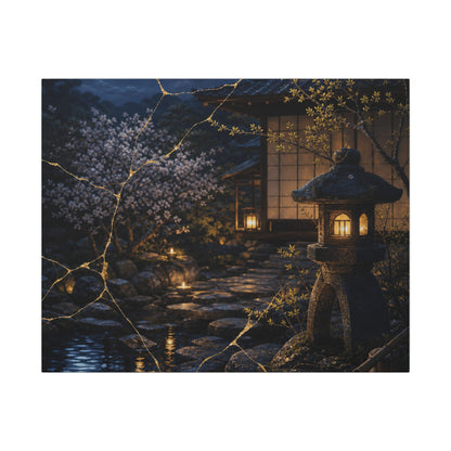 Seijaku Moonlit Garden Canvas Art - Kintsugi Gold Vein