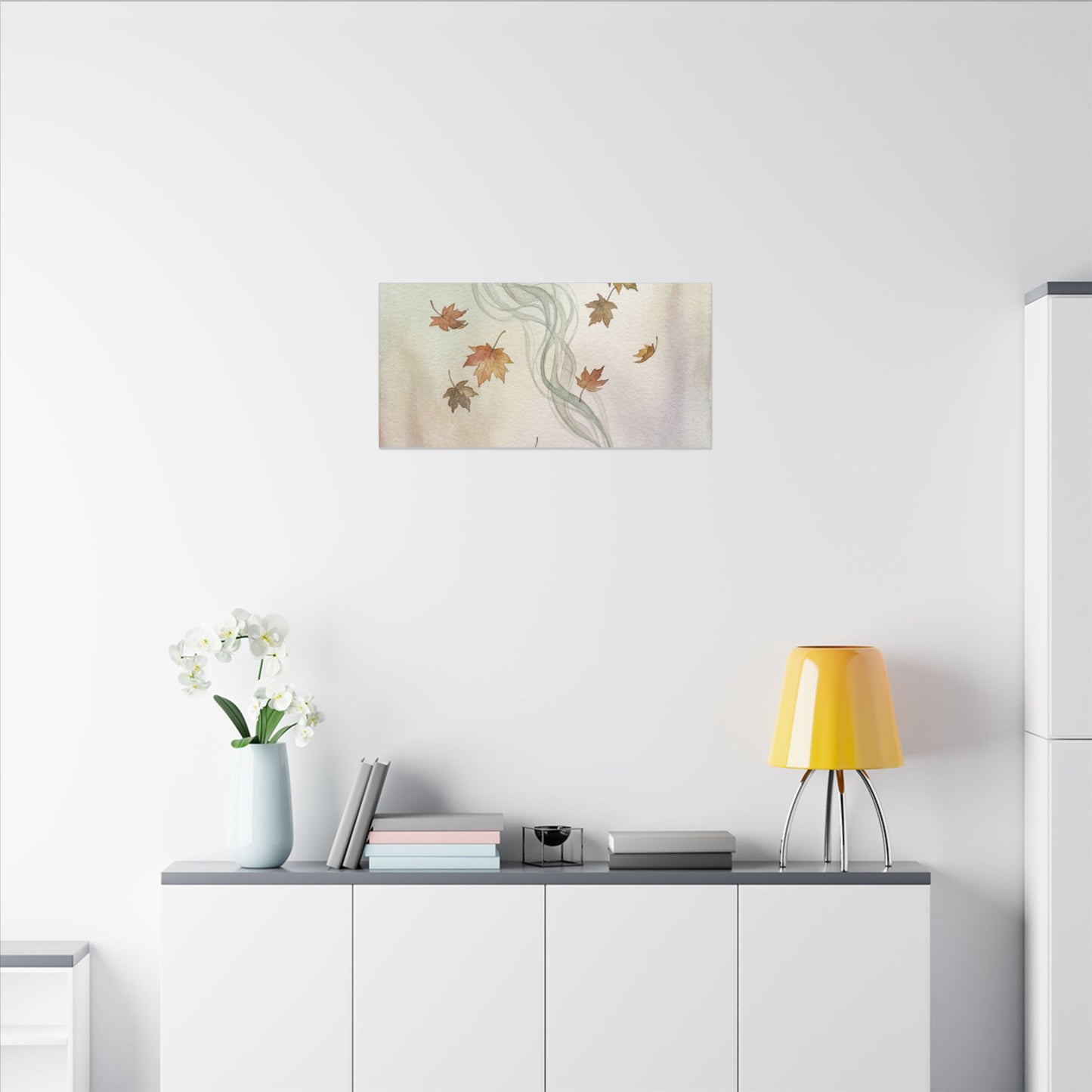 Incense Smoke Canvas Art | Autumn Japandi Watercolor Art