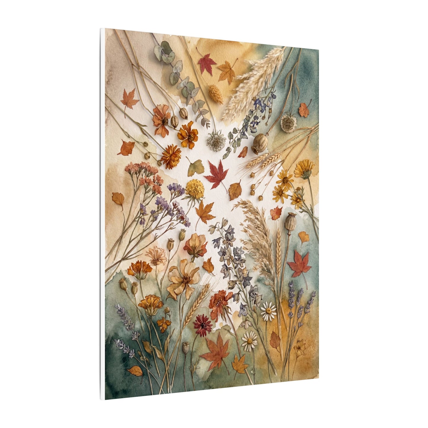 Dried Flowers Canvas Art | Autumn Japandi Watercolor Art
