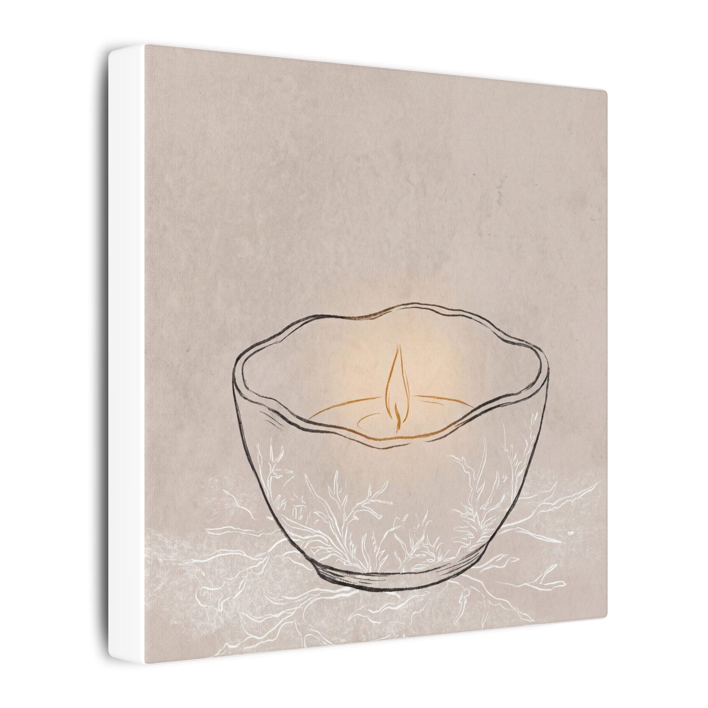 Ceramic Bowl Minimal Line Canvas Art | Neutral Japandi Art