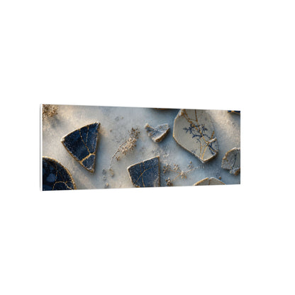 Broken Pottery Canvas Art | Winter Kintsugi Gold Vein Art