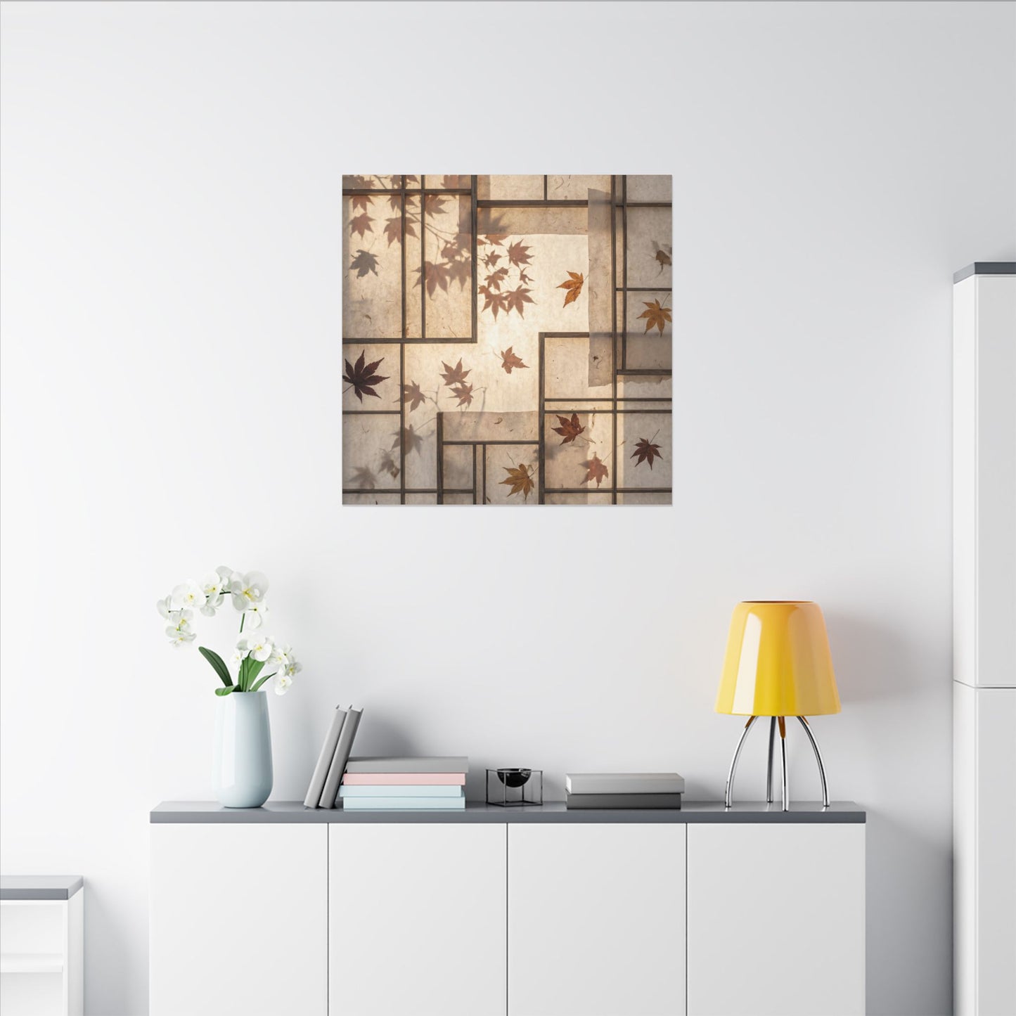 Shoji Screen Japanese Pattern Canvas Art | Neutral Japandi Art