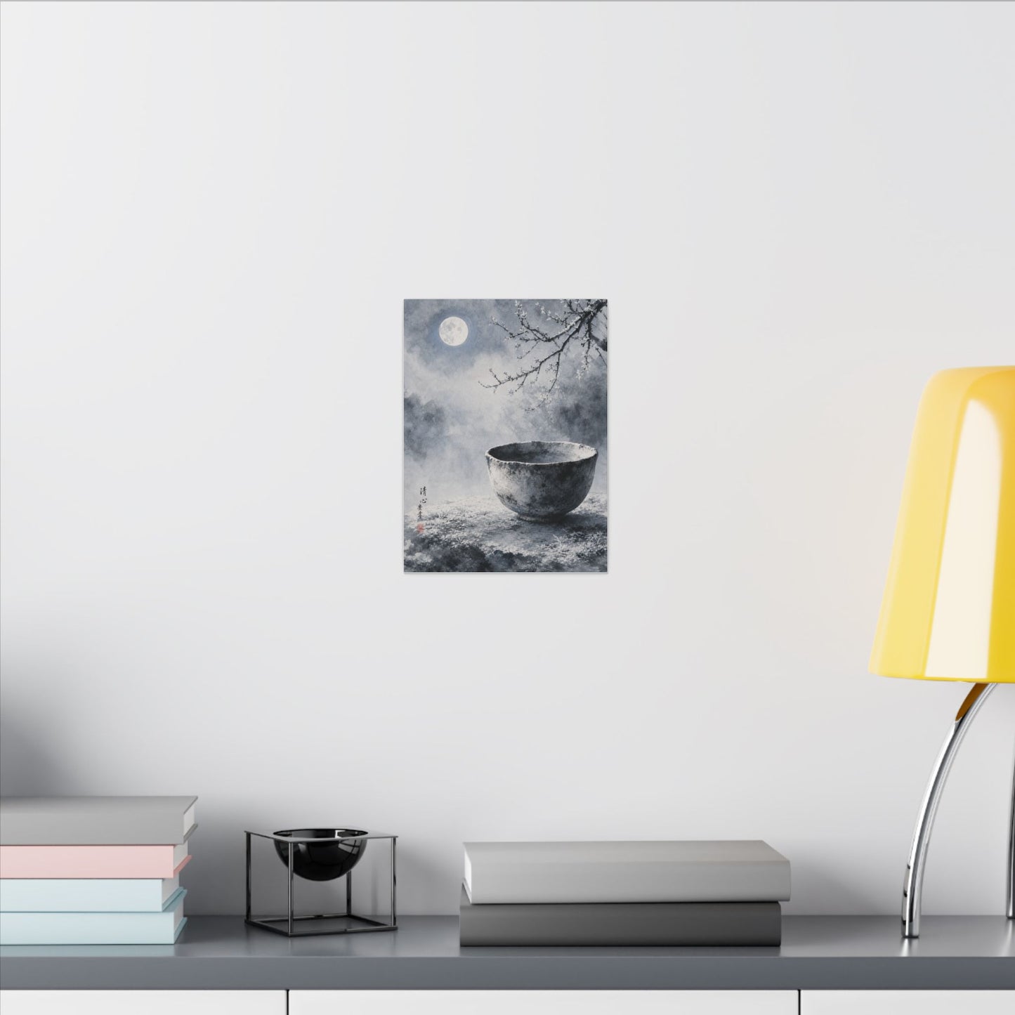 Seijaku Ceramic Bowl Canvas Art - Zen Sumi E