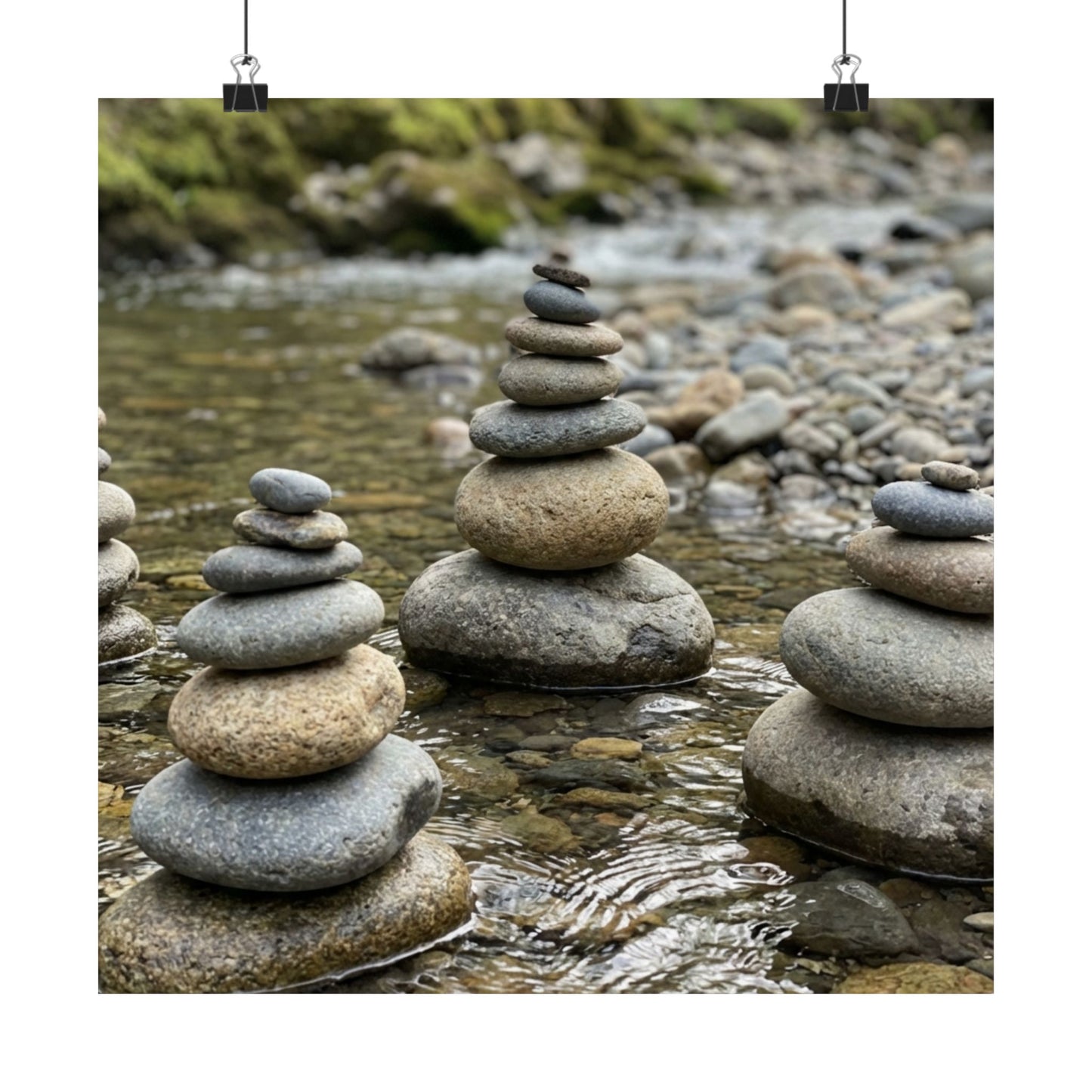 River Stones Summer Wall Art Print | Zen Contemplative Design