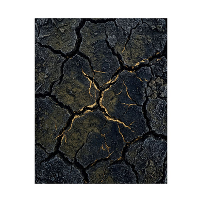 Cracked Earth Winter Wall Art Print | Dark Japandi Moody Design