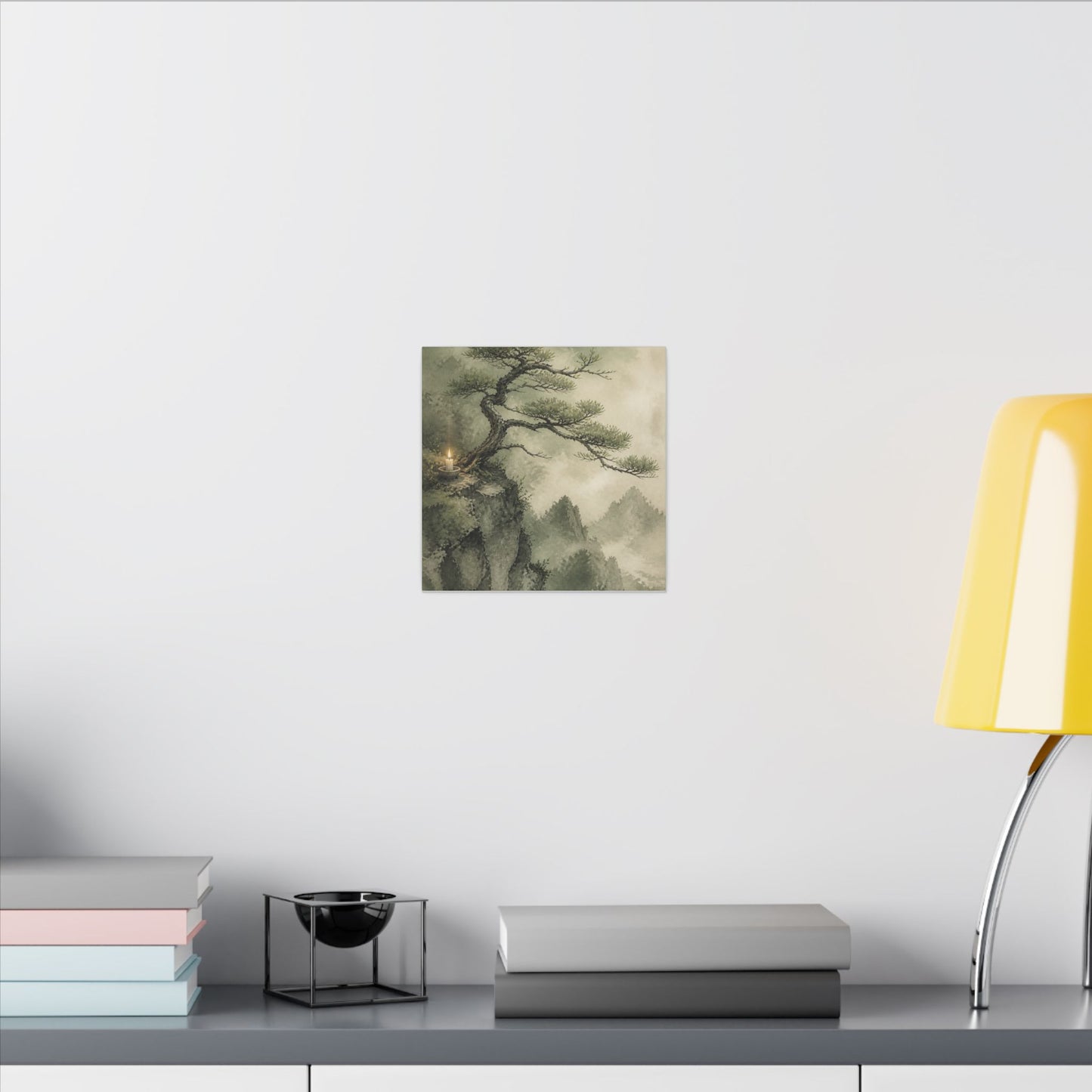 Candlelight Pine Tree Canvas Art - Japandi Kanso