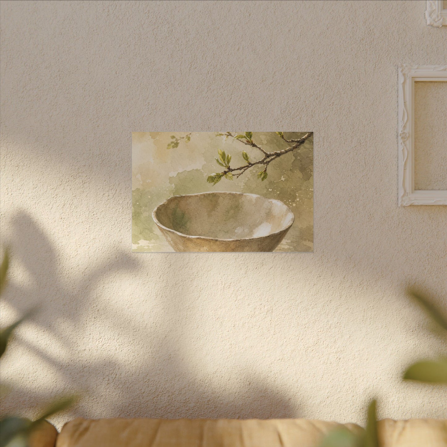 Warm Ceramic Bowl Canvas Art - Watercolor Japandi