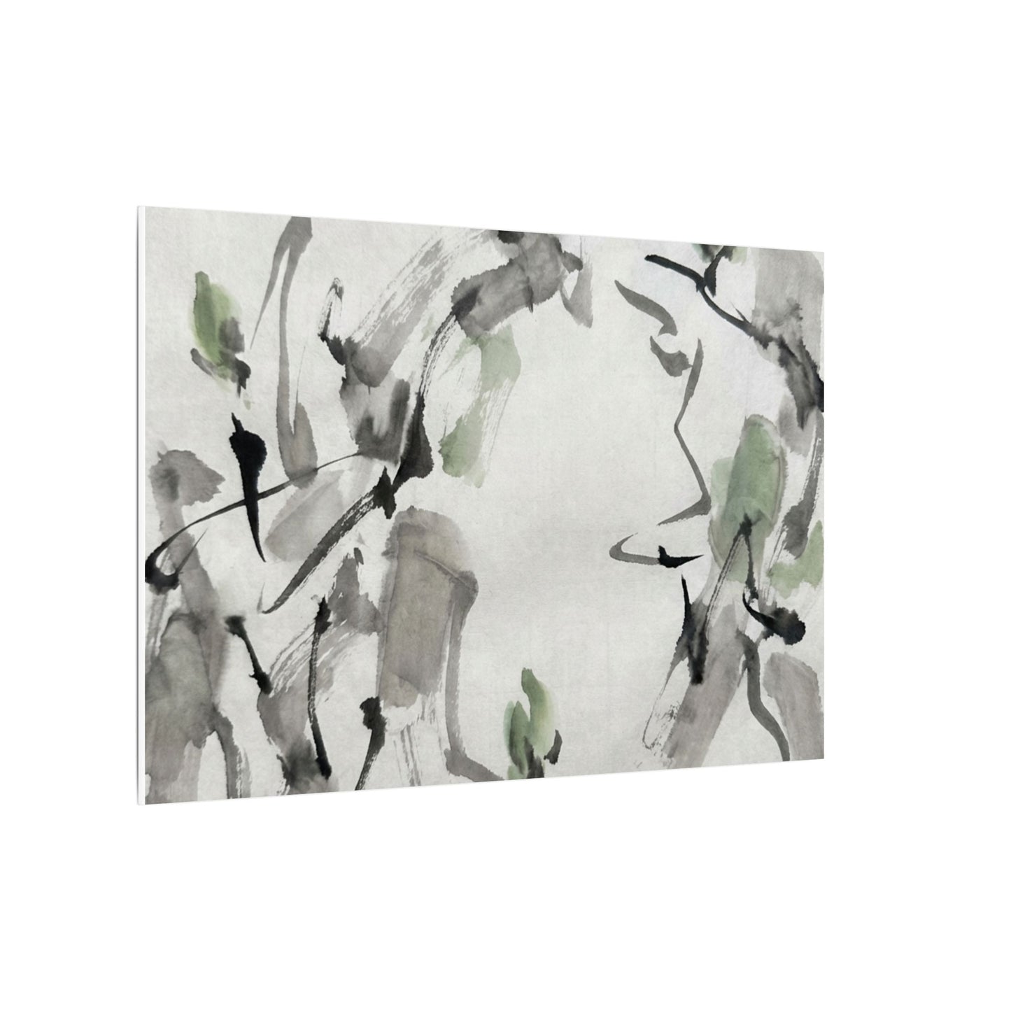Zen Ink Brushstroke in Overcast | Sumi E Canvas Art