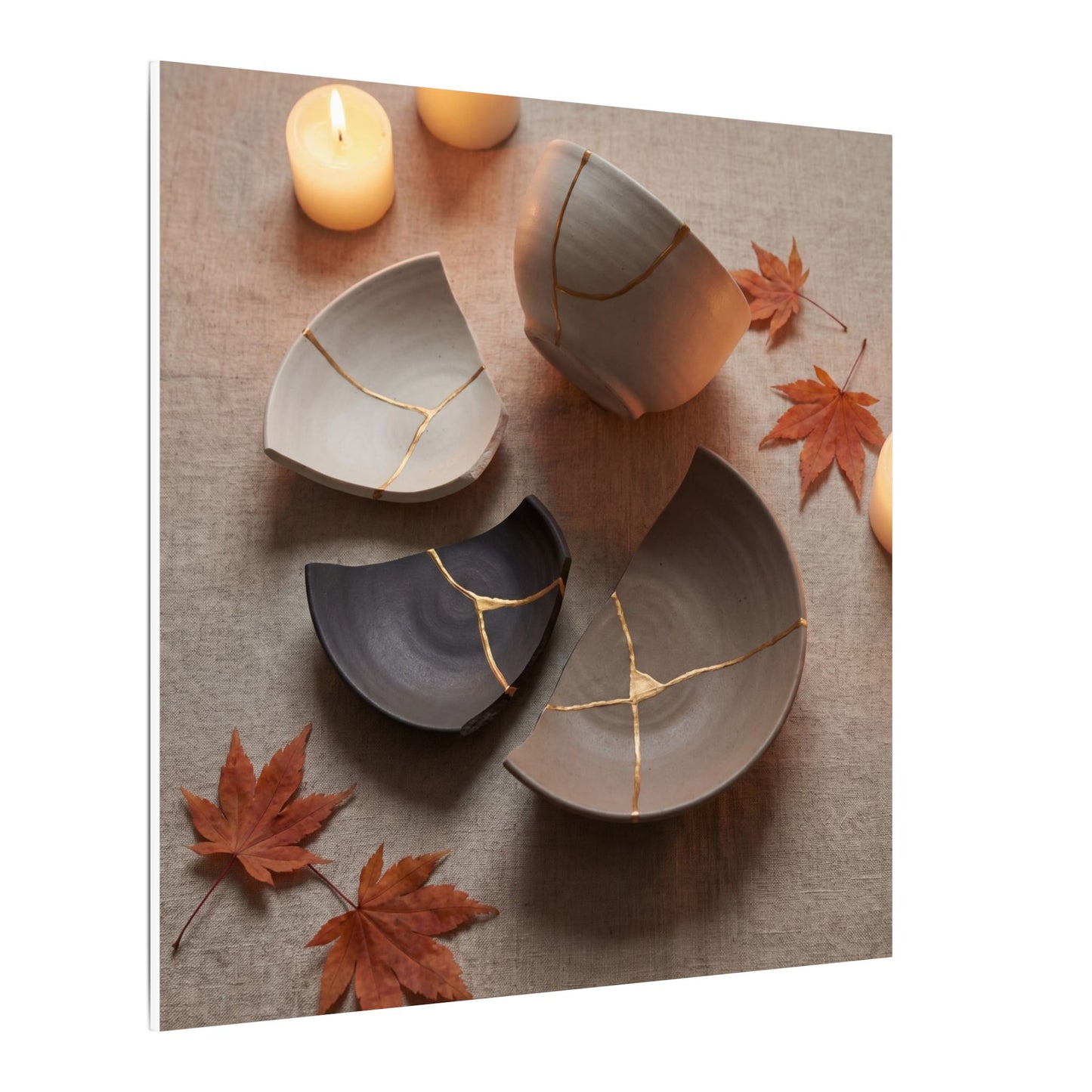 Candlelight Broken Pottery Canvas Art - Japandi Ma
