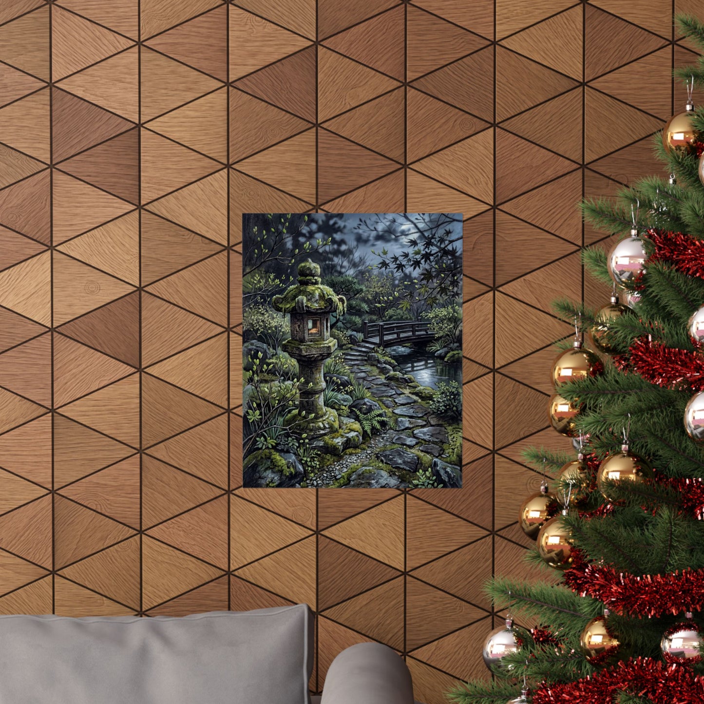Cozy Stone Lantern Wall Art Print - Texture Japandi