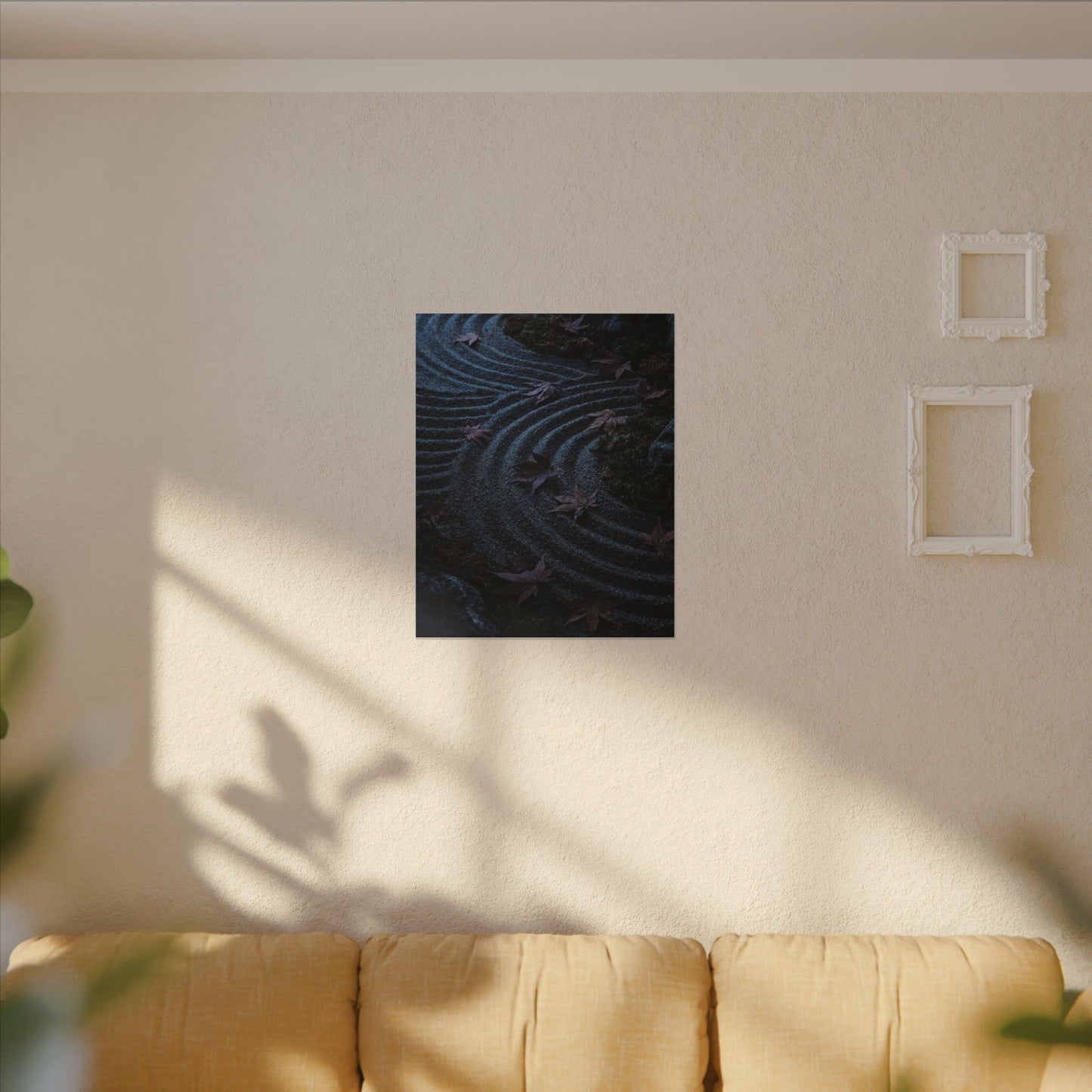 Rock Garden Canvas Art | Autumn Dark Japandi Dark Texture Art