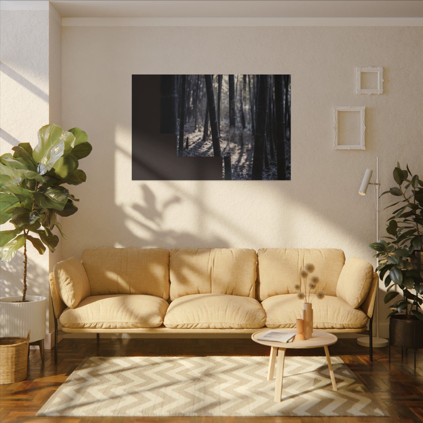Bamboo Grove Canvas Art | Winter Dark Japandi Moody Minimal Art