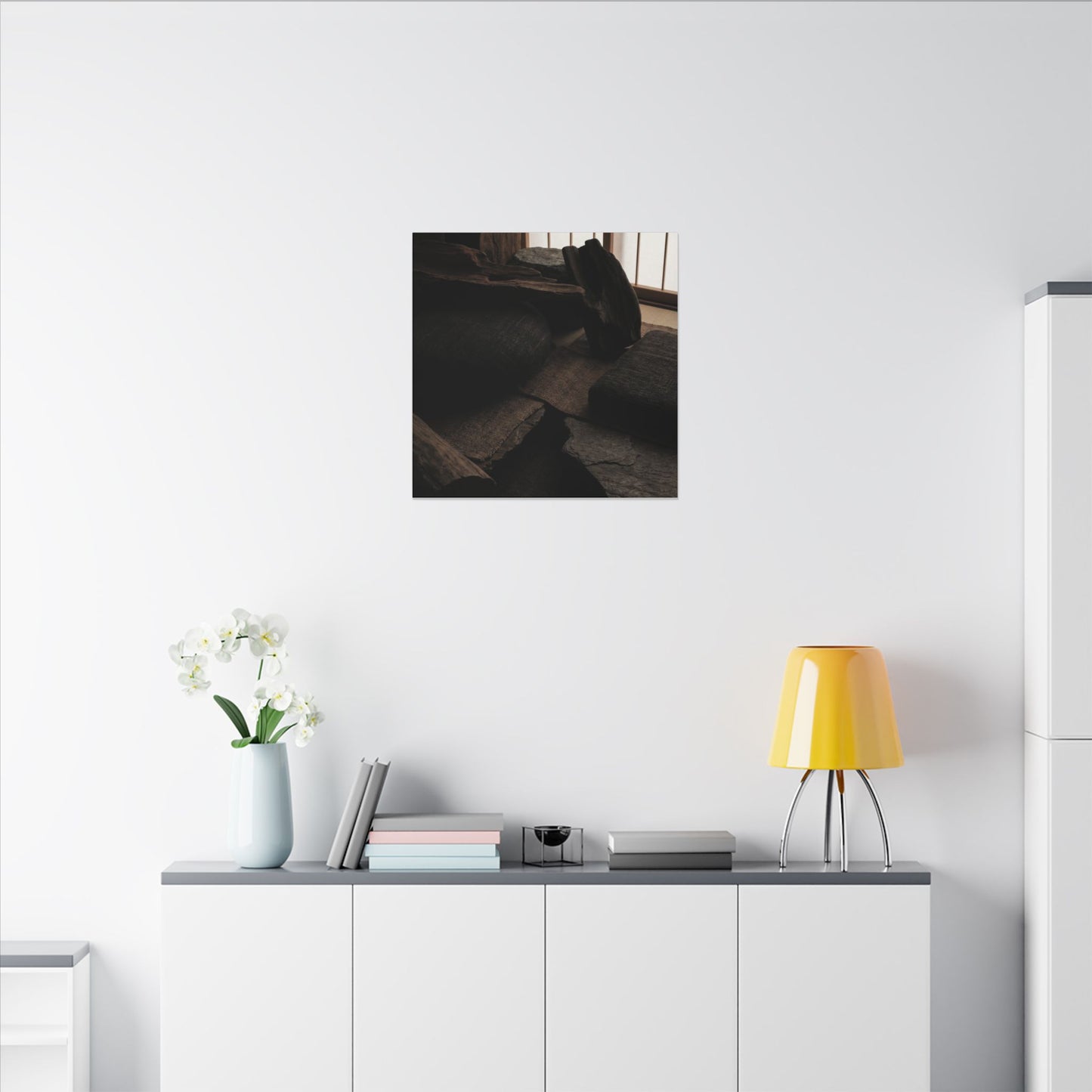 Dark Japandi Shadow Zen Canvas Art