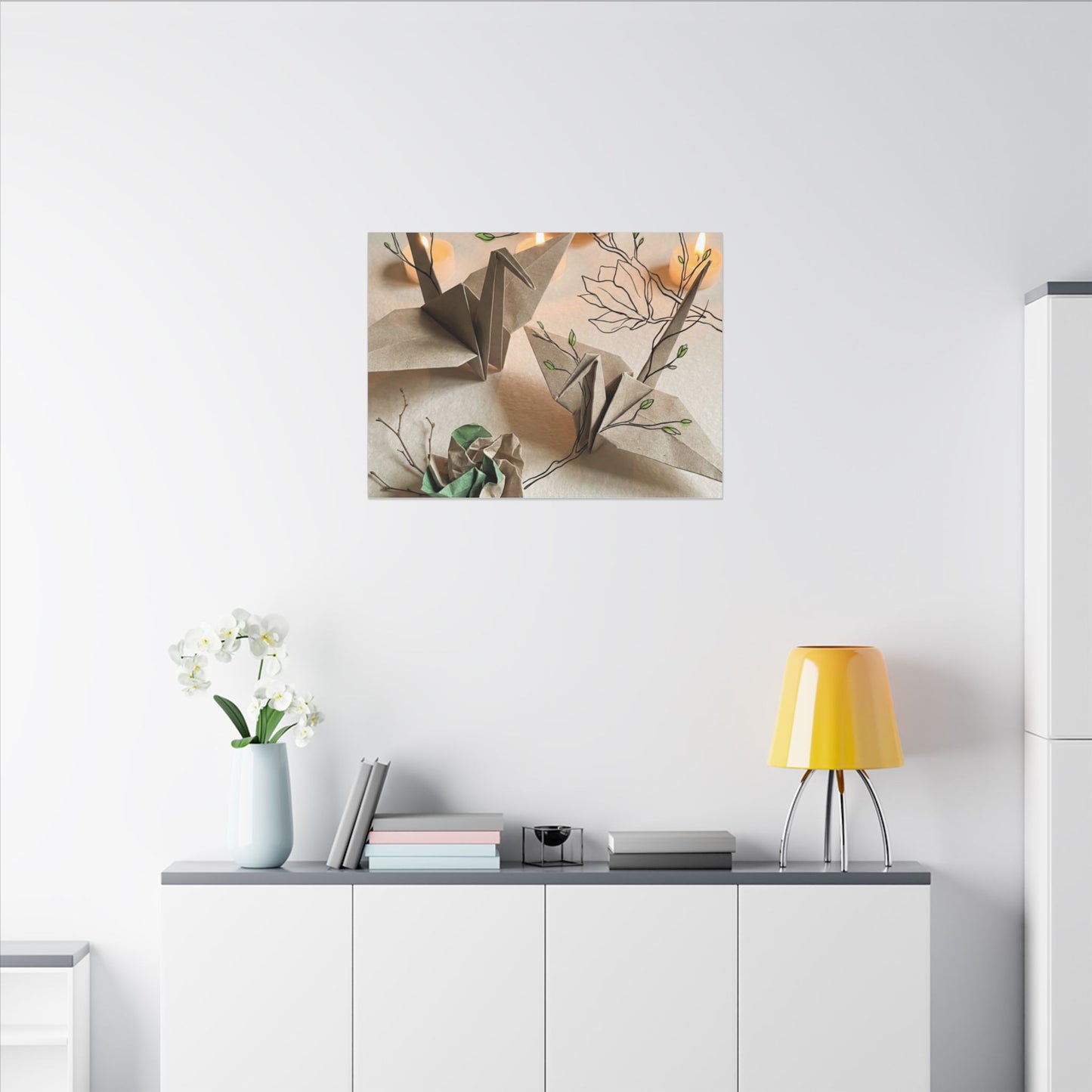 Paper Fold Spring Canvas Art | Japandi Earthy Design