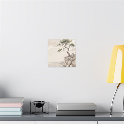 Japandi Pine Tree in Dappled | Minimal Line Canvas Art