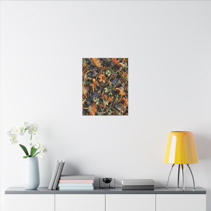 Spring Dried Flowers Japanese Pattern Canvas Art | Warm Decor