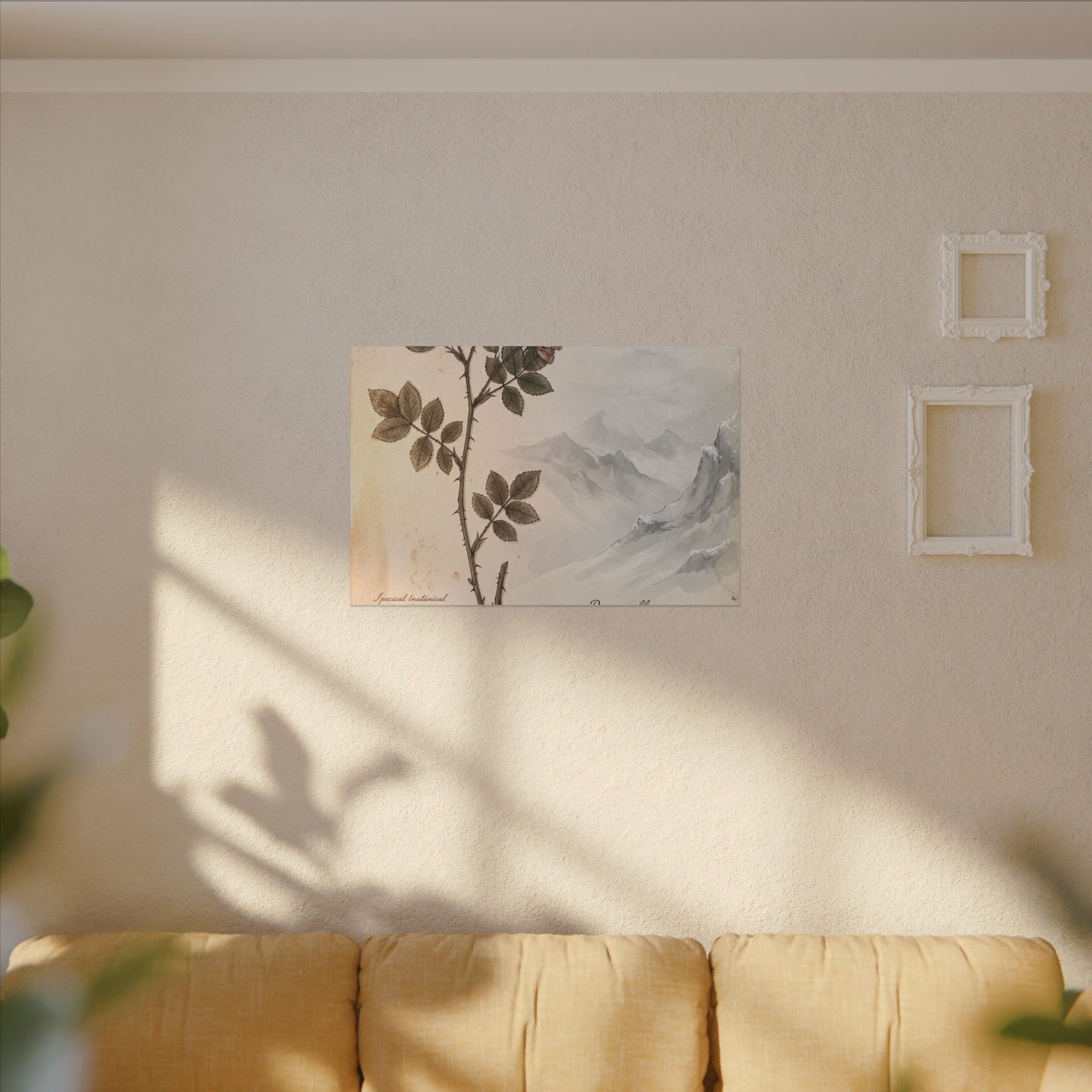 Winter Mountain Mist Herbarium Canvas Art | Earthy Decor