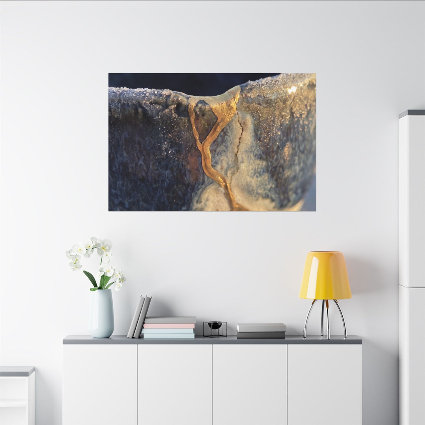 Winter Ceramic Bowl Gold Vein Canvas Art | Healing Decor