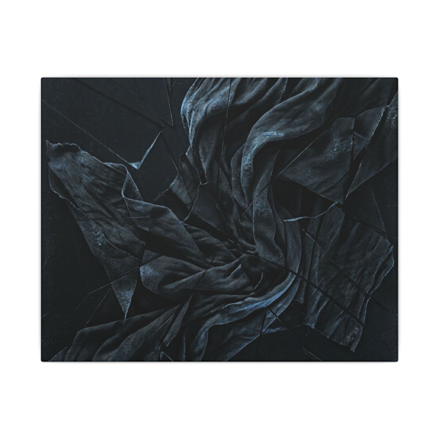 Dark Japandi Silk Drape in Moonlight | Moody Minimal Canvas Art