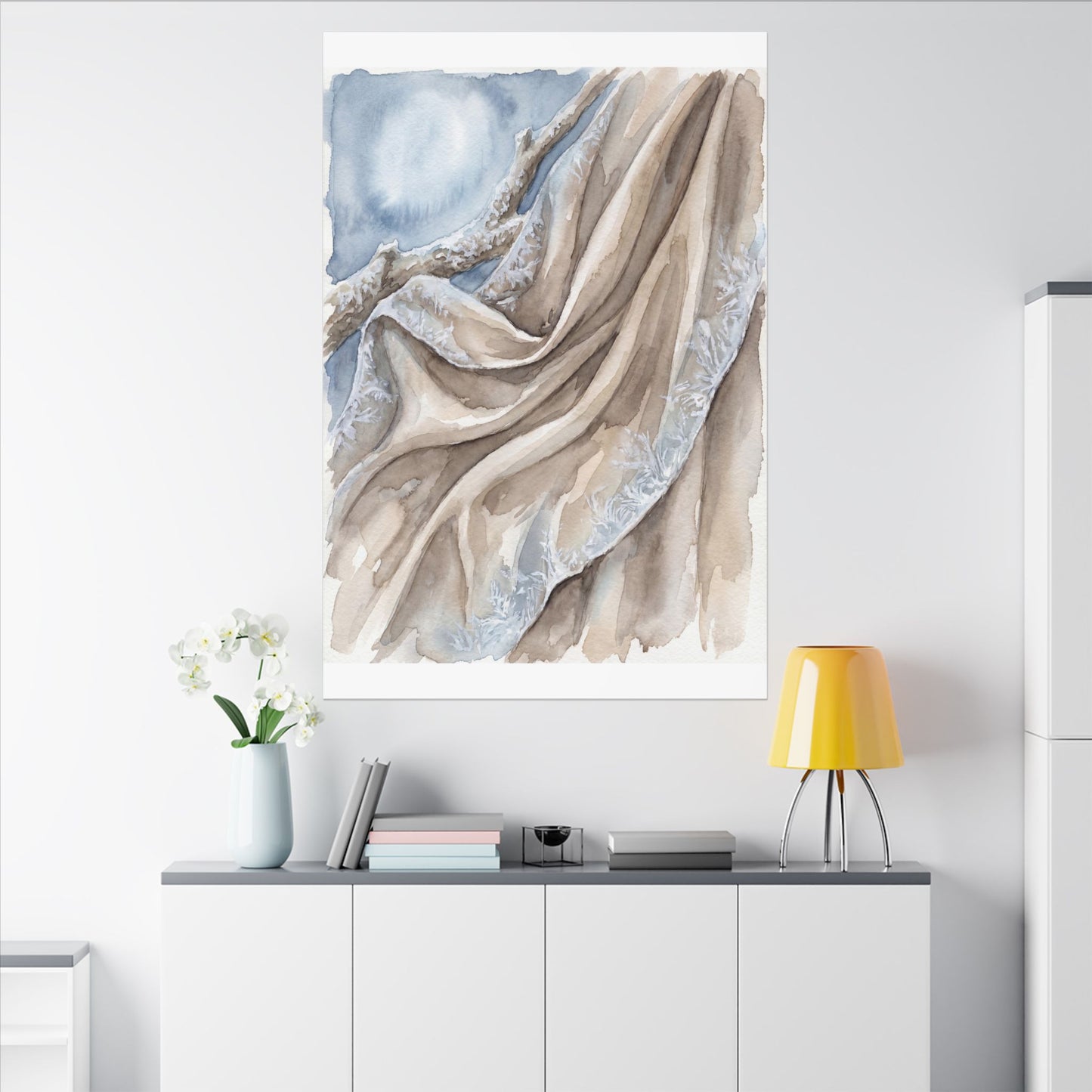 Silk Drape Winter Canvas Art | Japandi Cozy Design