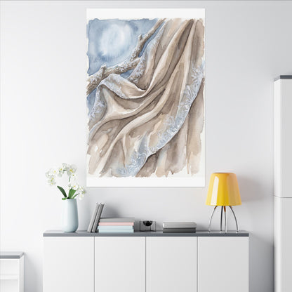 Silk Drape Winter Canvas Art | Japandi Cozy Design