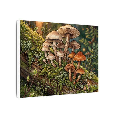 Spring Wild Mushrooms Herbarium Canvas Art | Rustic Decor
